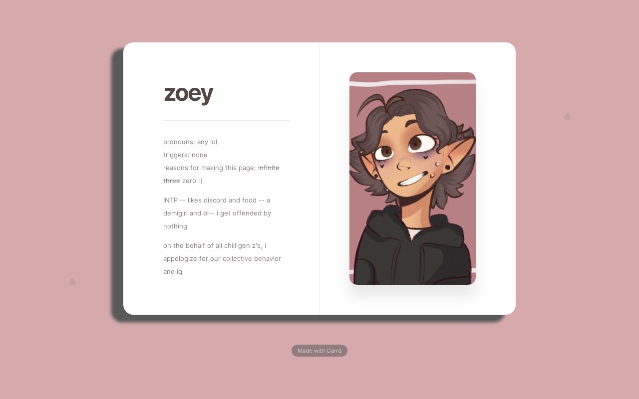 Carrd profile picture for @zoeyk